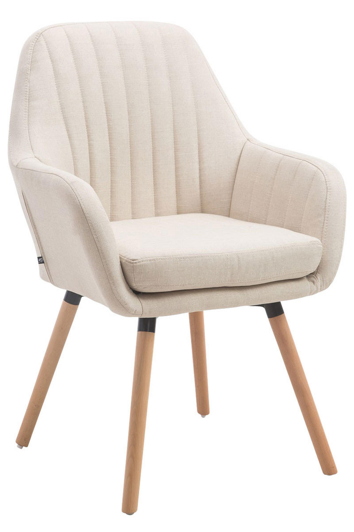 ARMLEHNENSTUHL Stoff creme - Eukalyptusholzfarben/Creme, Holz/Textil (67/93/58cm) - CLP