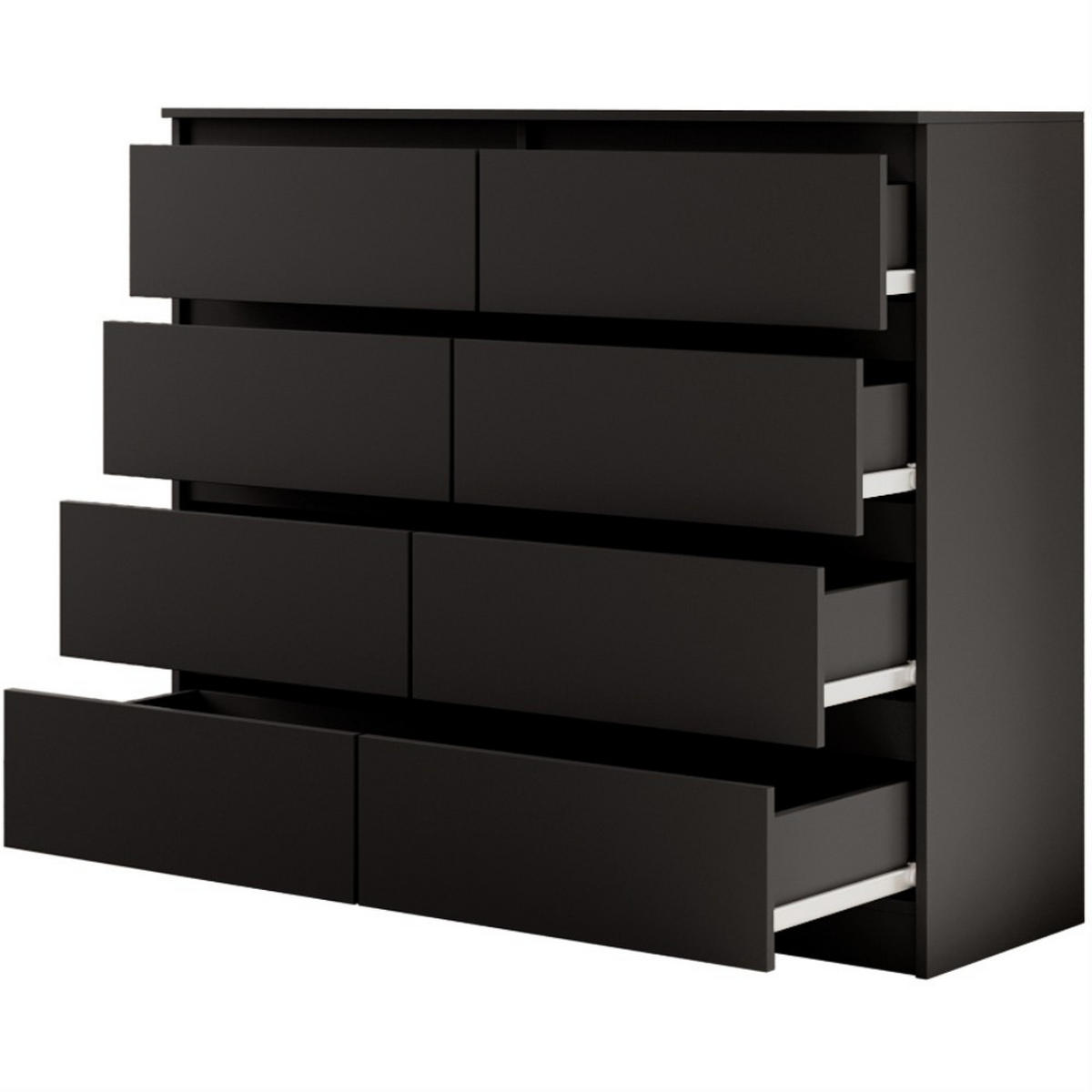 KOMMODE Lemon 120 cm mit acht Schubladen schwarz matt - Schwarz, Holzwerkstoff (120/101.5/39cm) - Beautysofa