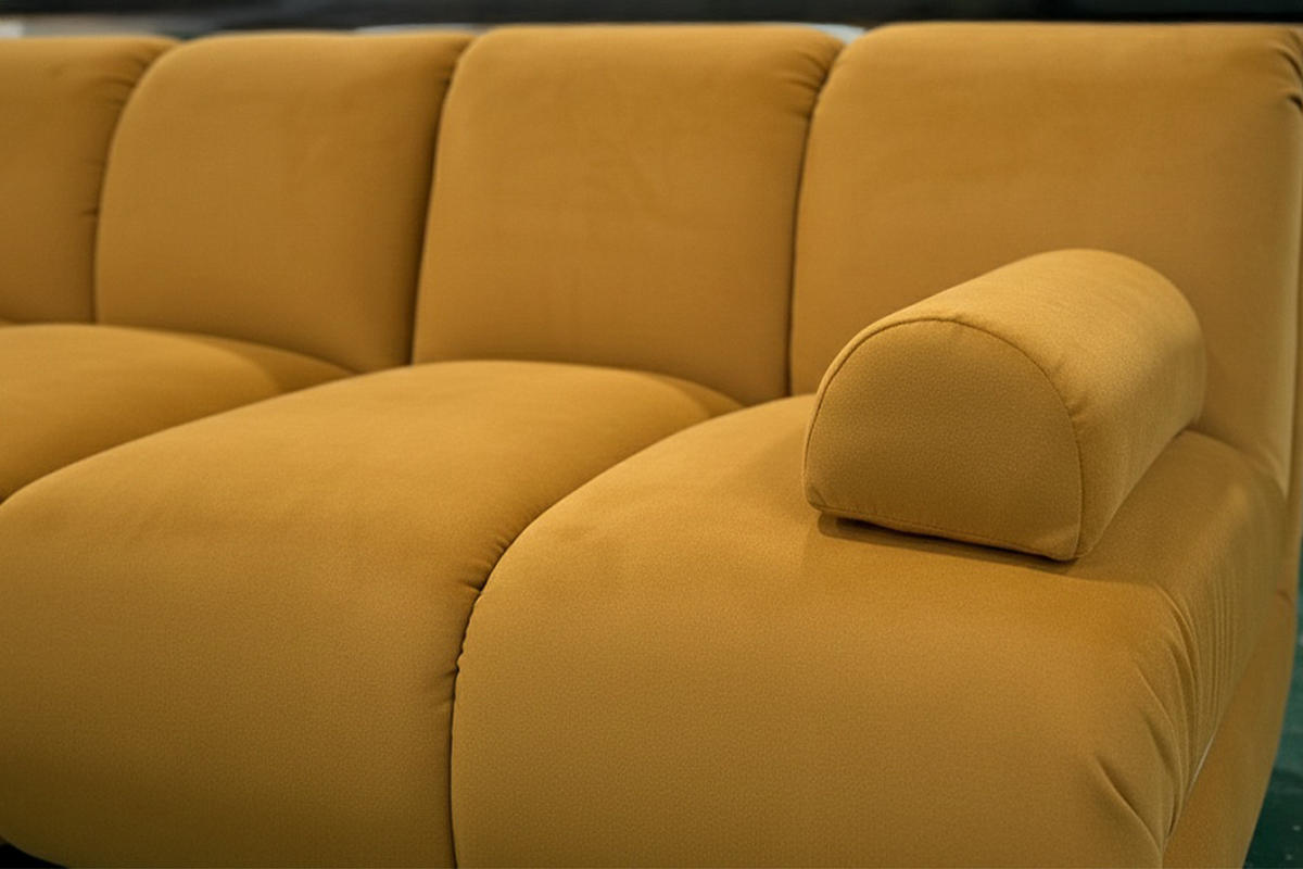 MODULSOFA LAYLA Gelb Velvet - Gelb/Schwarz, Buchenholz/Textil (305/305cm) - KAWOLA