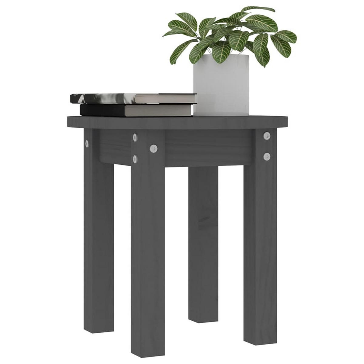 COUCHTISCH Grau Ø 35x35 cm Massivholz Kiefer - Grau, Holz (35/35/35cm) - furnicato