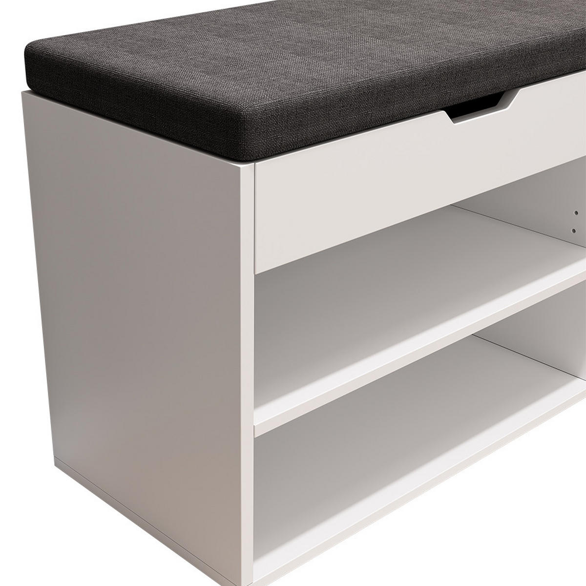 SCHUHBANK Titus Weiß 60 x 45 cm mit Auflage - Weiß, Holzwerkstoff (60/45/30cm) - Vicco