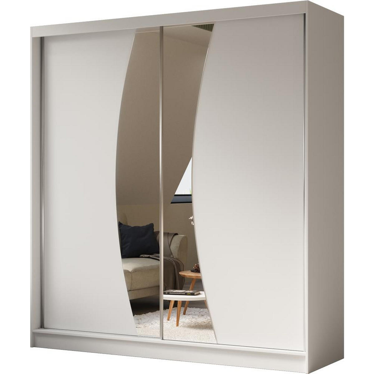 SCHWEBETÜRENSCHRANK Vox 200/216/61 weiß mit Spiegel und Schubladen - Weiß, Holzwerkstoff (200/216/61cm) - Beautysofa