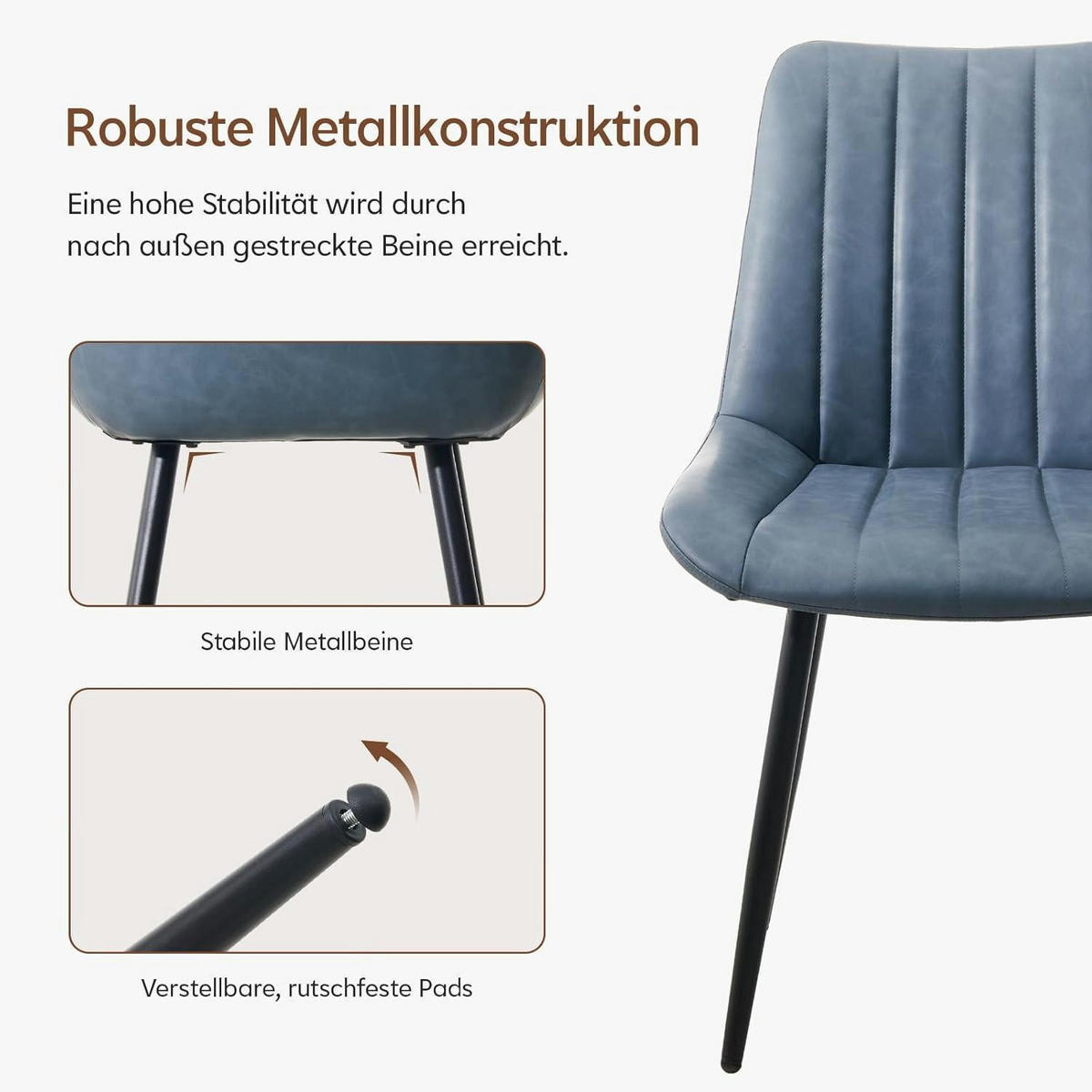 ESSZIMMERSTÜHLE Kunstleder Blau 4er Set - Blau, Kunststoff (53/85/42cm)