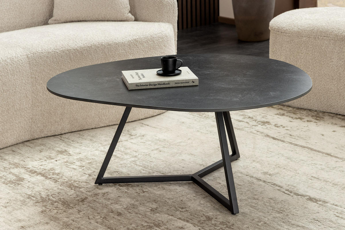 COUCHTISCH MARVELOUS Keramik Anthrazit 90 cm - Schwarz/Grau, Keramik/Metall (75/90/40cm) - riess-ambiente
