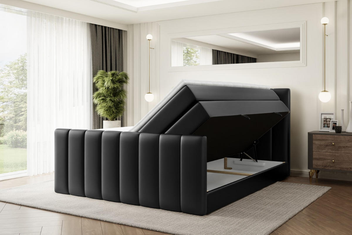 BOXSPRINGBETT OTTA-Z KING - 200x200 - H3/H4 - Schwarz Hochglanz - Schwarz Hochglanz, Holzwerkstoff (200/200cm) - ALTDECOR