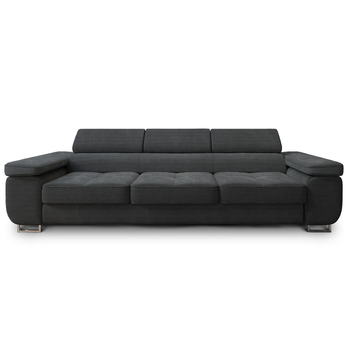 BETTSOFA MOSINE Graphitfarben Kordstoff mit Schlaffunktion - Graphitfarben, Textil (281/87/98cm) - MASSENO