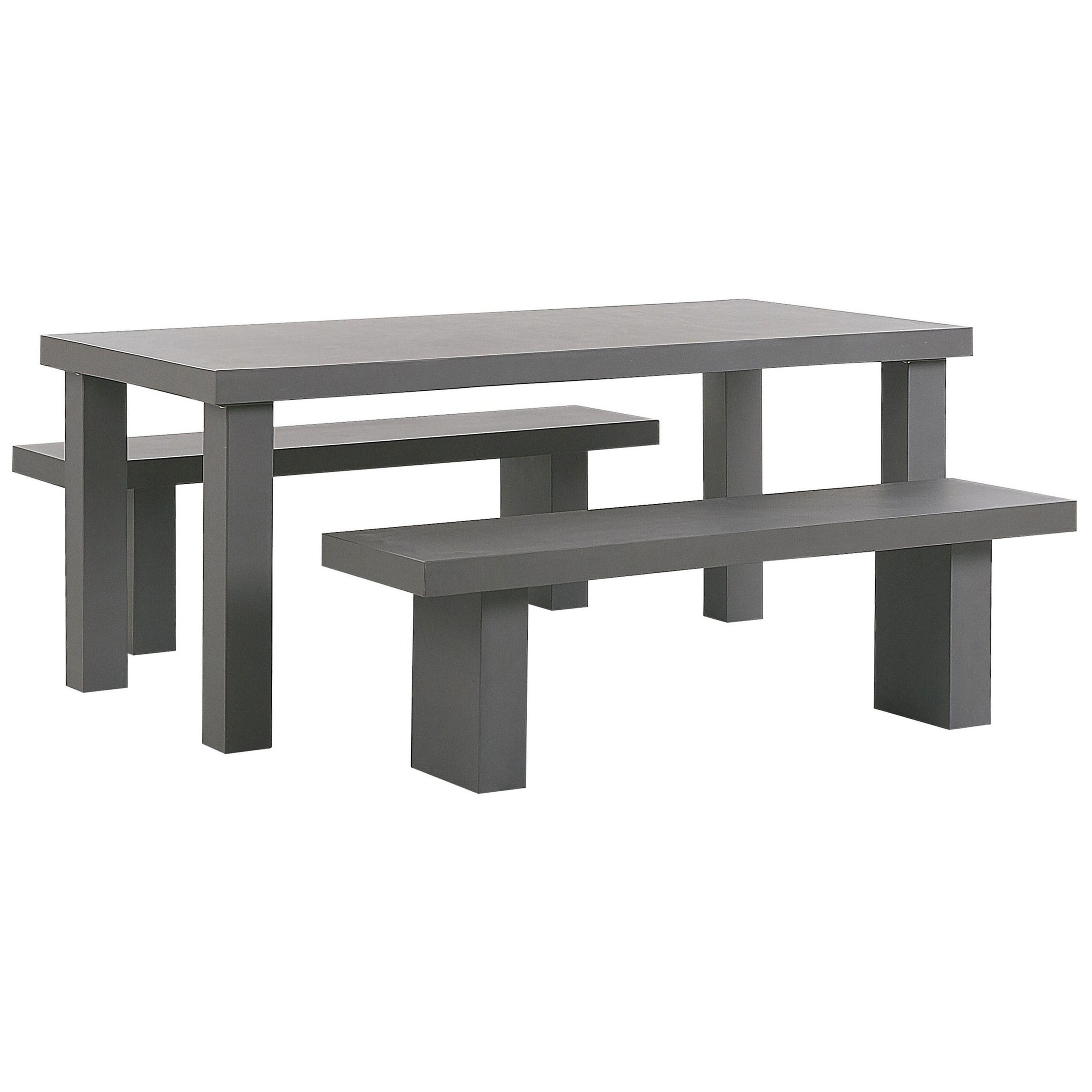 GARTENMÖBEL SET Beton grau Tisch mit 2 Bänken Taranto - Grau, Stein - Beliani