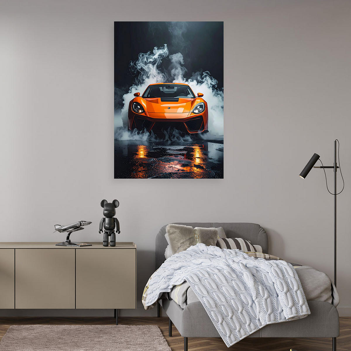 LEINWANDBILD Kraftfahrzeuge 80x120cm - Orange, Textil (80/120cm) - Feeby