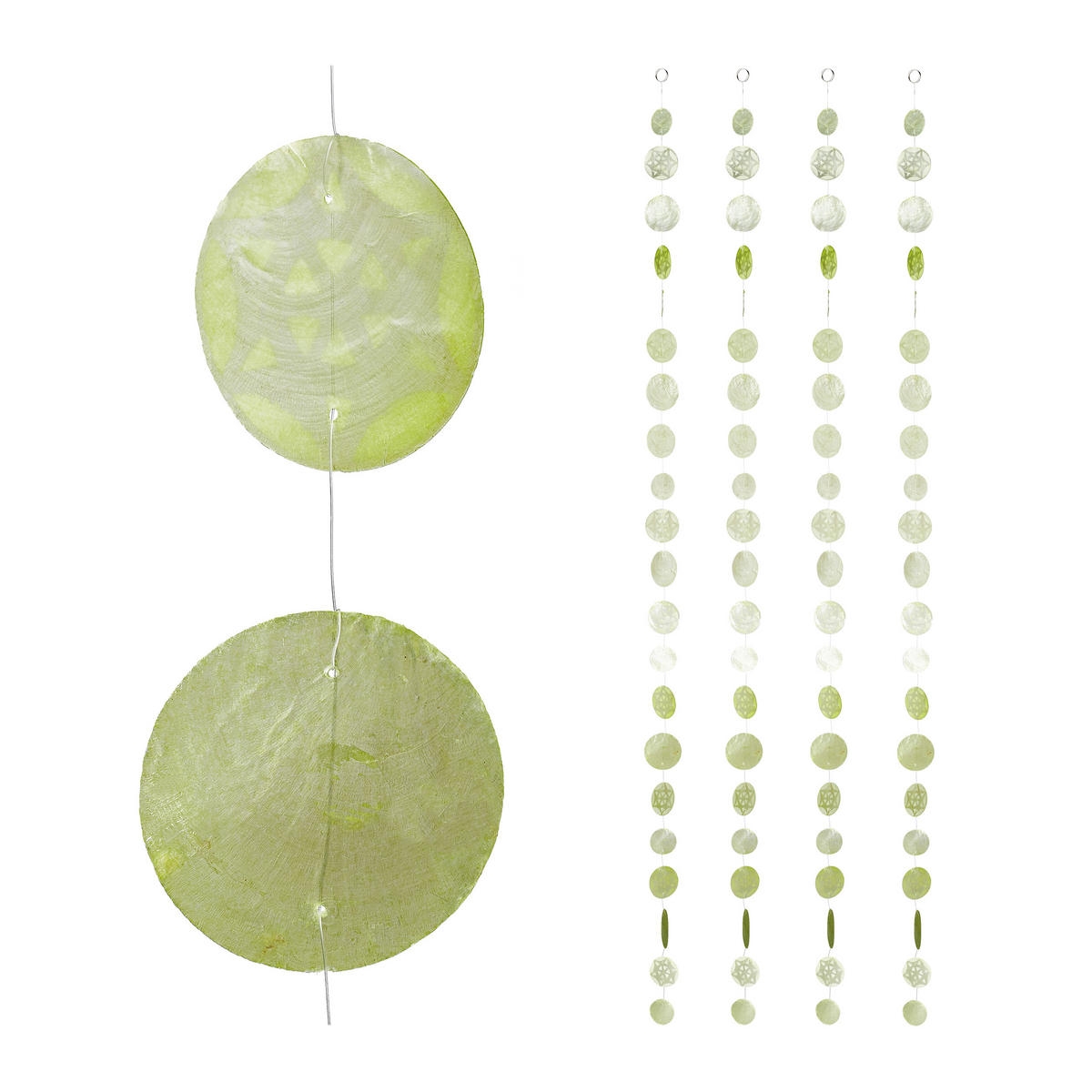 4XCAPIZ-GIRLANDE - Grün, Naturmaterialien/Textil (0.2cm) - Relaxdays