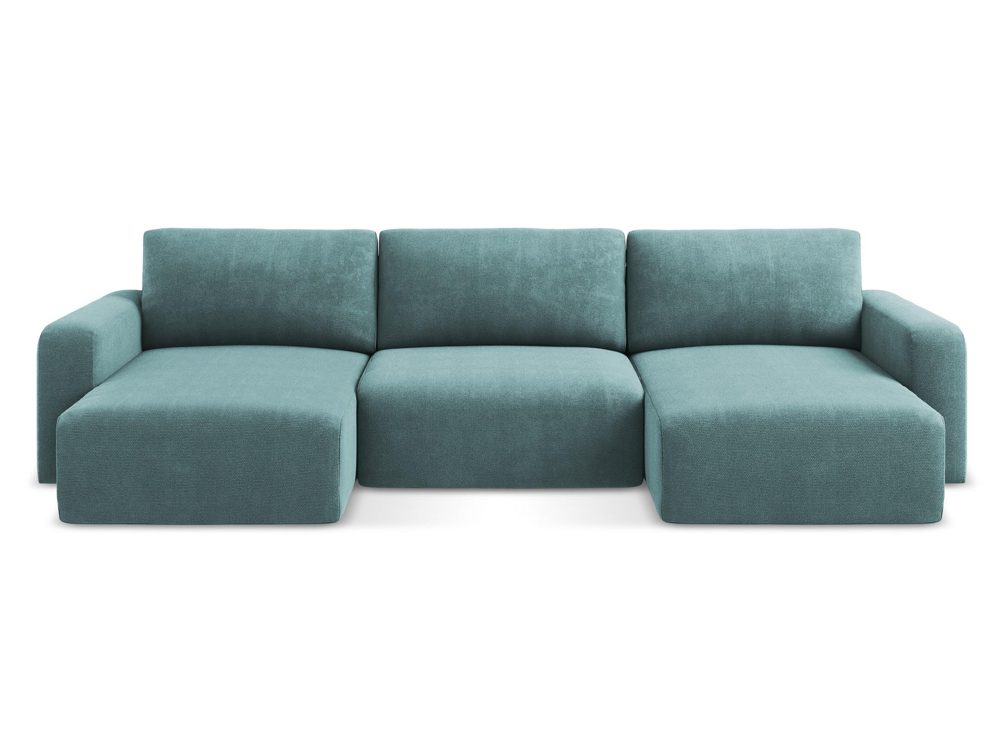 WOHNLANDSCHAFT Chenille Stoff Blau - Blau/Beige, Kunststoff/Textil (332/79/149cm) - Makamii