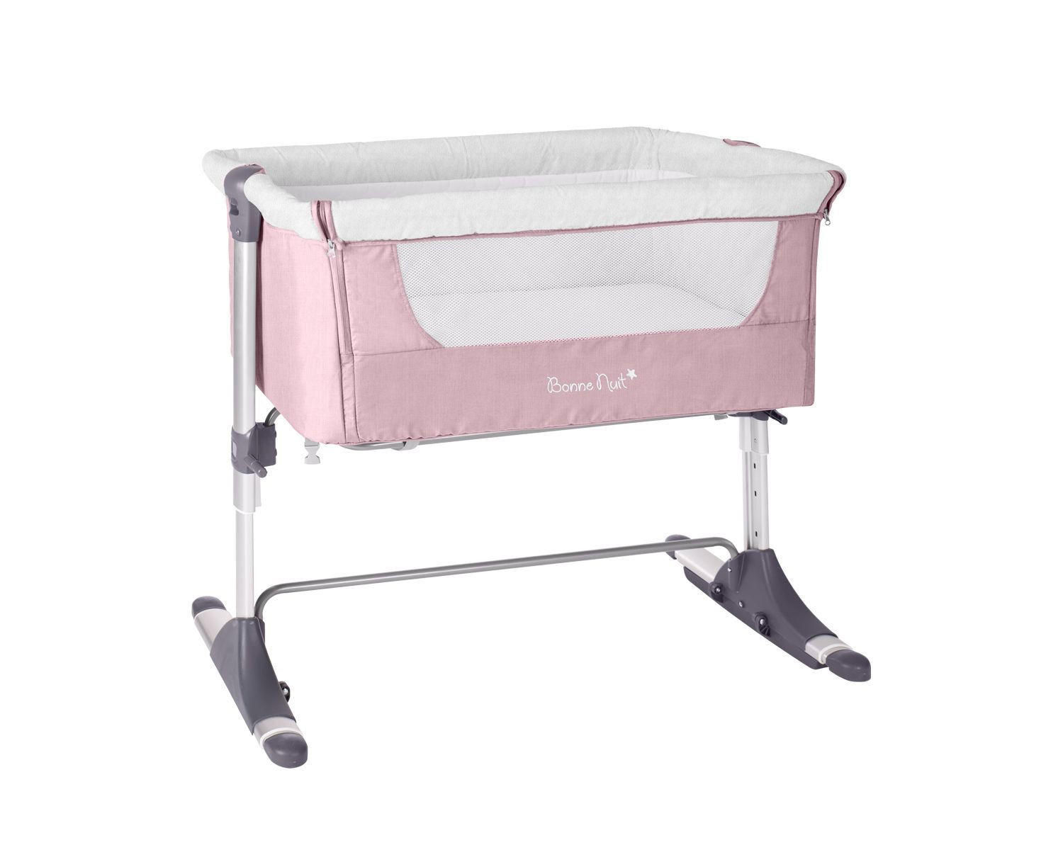 BEISTELLBETT Bonne Nuit rosa 93 x 56 cm, Schaukelfunktion, Anti-Reflux, Matratze, 2 Räder - Rosa, Metall (50/86cm) - Kikka boo