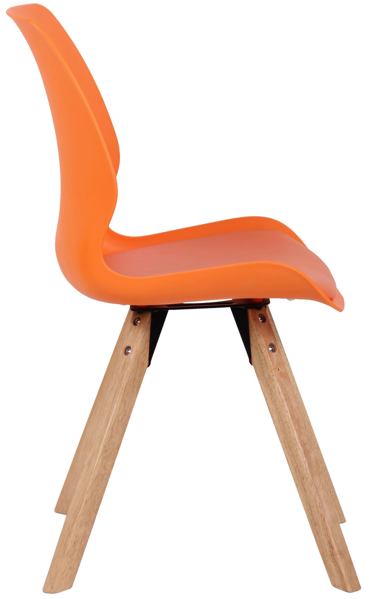 STUHL Kunststoff orange - Eukalyptusholzfarben/Orange, Holz/Kunststoff (49/87.5/58cm) - CLP