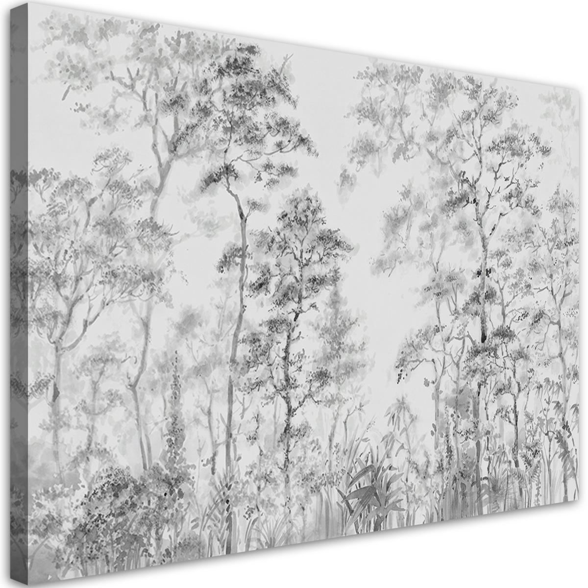 WANDBILD hohe dünne bäume - Silberfarben, Textil (60/40cm) - Feeby