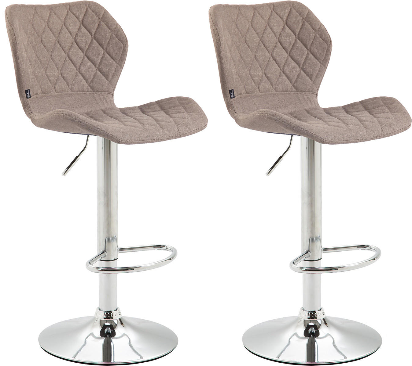 BARHOCKER 2er Set Stoff taupe - Taupe/Chromfarben, Textil/Metall (47/88/51cm) - CLP