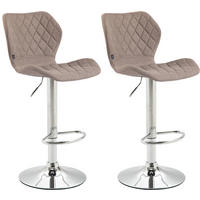 BARHOCKER 2er Set Stoff taupe - Taupe/Chromfarben, Textil/Metall (47/88/51cm) - CLP