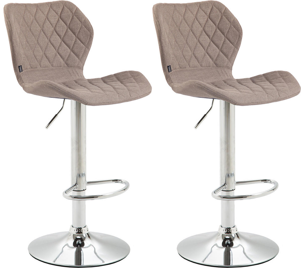 BARHOCKER 2er Set Stoff taupe - Taupe/Chromfarben, Textil/Metall (47/88/51cm) - CLP