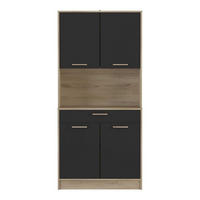 HIGHBOARD mit 4 Türen und 1 Schublade, Dekor Holz und Schwarz - L83 cm - Braun, Holzwerkstoff (40/176.1/83.3cm) - Calicosy