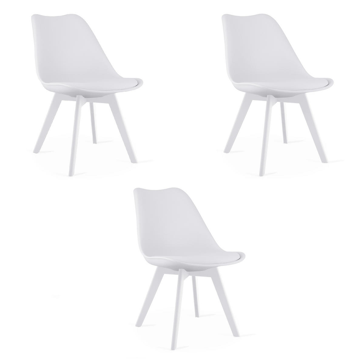 ESSZIMMERSTUHL 3-er Set RIKX weißer Sitz, weiße Beine - Weiß, Kunststoff (49/82/43cm) - Valora