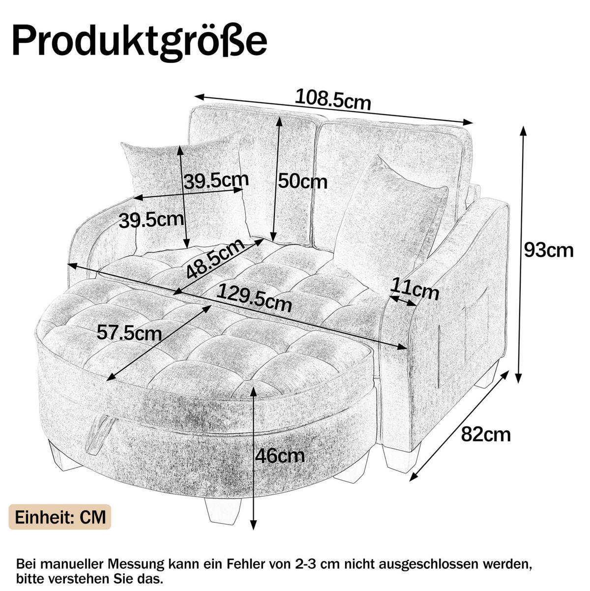 SOFA-BETT 132/129/93 cm aus Eukalyptusholz mit Aufbewahrungshocker Braun - Braun, Holz (129/93/132cm) - Modenvie