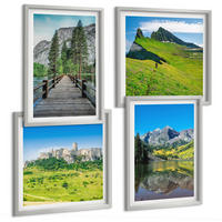 BILDER SET 4er Set - 50x50 cm & 40x60 cm Silberner Rahmen - Grüne Hügel mit einer Burg - Silberfarben, Kunststoff (50/50cm) - TULUP