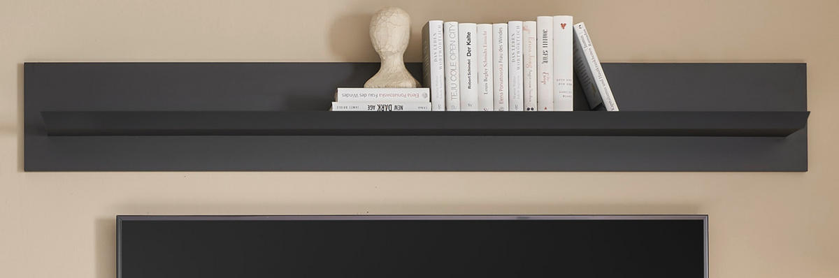 WANDBOARD schwarz matt, Wandregal 180 cm - Schwarz, Holzwerkstoff/Metall (180/25/22cm) - Furn.Design