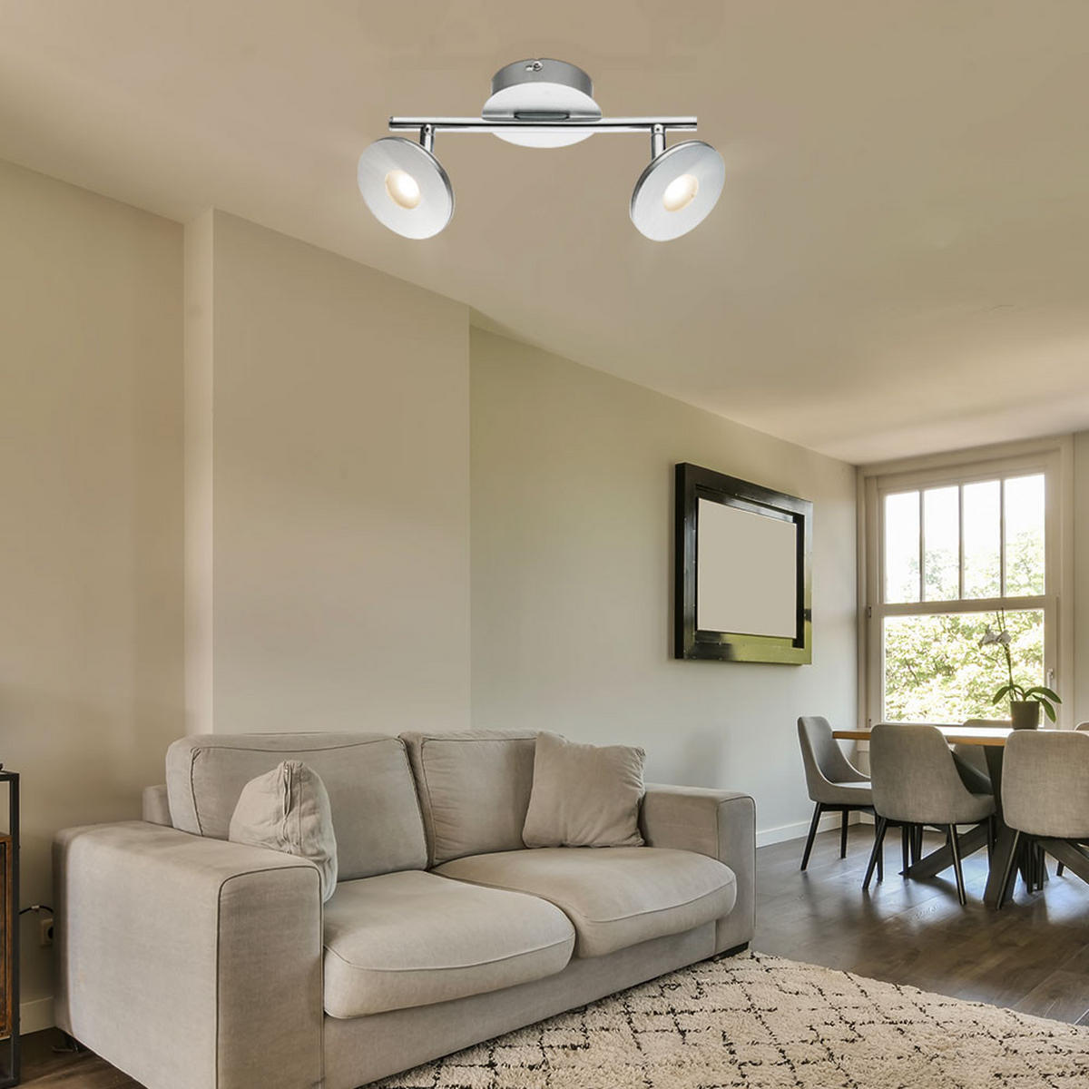 LED DECKENLEUCHTE Aluminium Silber - Silberfarben, Metall (25.4/10/14.2cm) - Globo Lighting