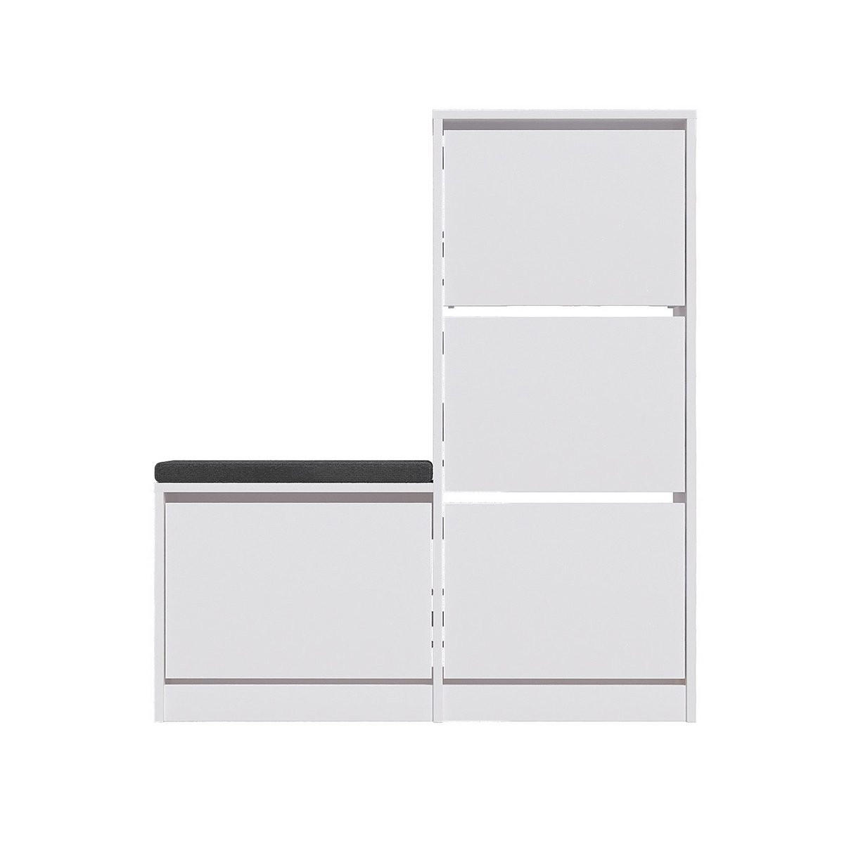 SCHUHSCHRANK 4 Türen L105 cm - Dude - Weiß, Holzwerkstoff (26/118.5/105cm) - Calicosy