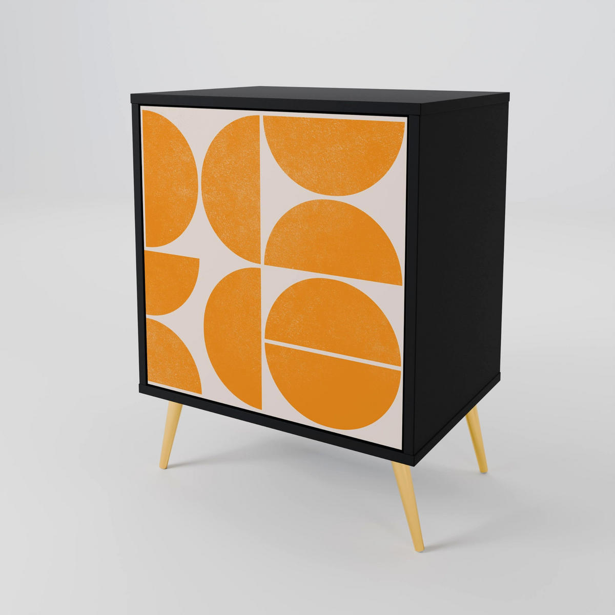 SIDEBOARD RECURRING DREAMS, Schwarz, 57,5x42x67,5 cm, Schwarze Metall-Rahmenfüße - Multicolor/Schwarz, Holzwerkstoff/Metall (57.5/67.5/42cm) - SpaceRebels