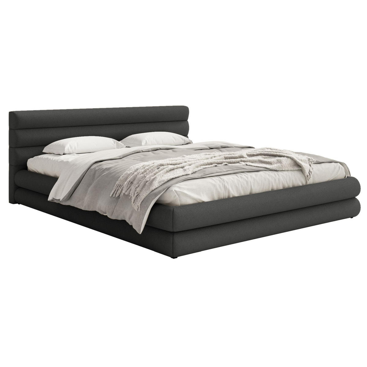 POLSTERBETT Alegre Grafit Chenille 140x200 cm - Schwarz/Graphitfarben, Holz/Textil (140/200cm) - Selsey