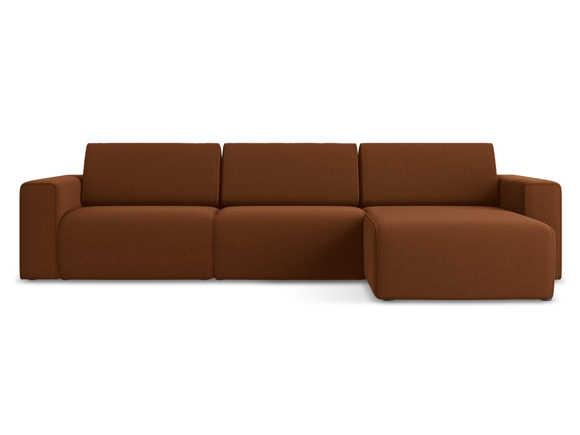 ECKSOFA Rechts Samt Stoff Orange - Rot/Terra cotta, Kunststoff/Textil (314/167cm) - Makamii