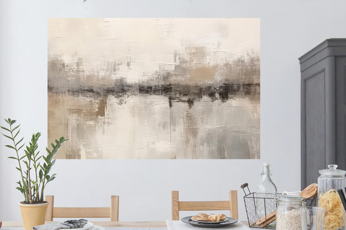 WANDTATTOO Moderne Kunst - Abstrakt - Beige 120x80 cm - Beige, Kunststoff (120/80/0.1cm) - MuchoWow