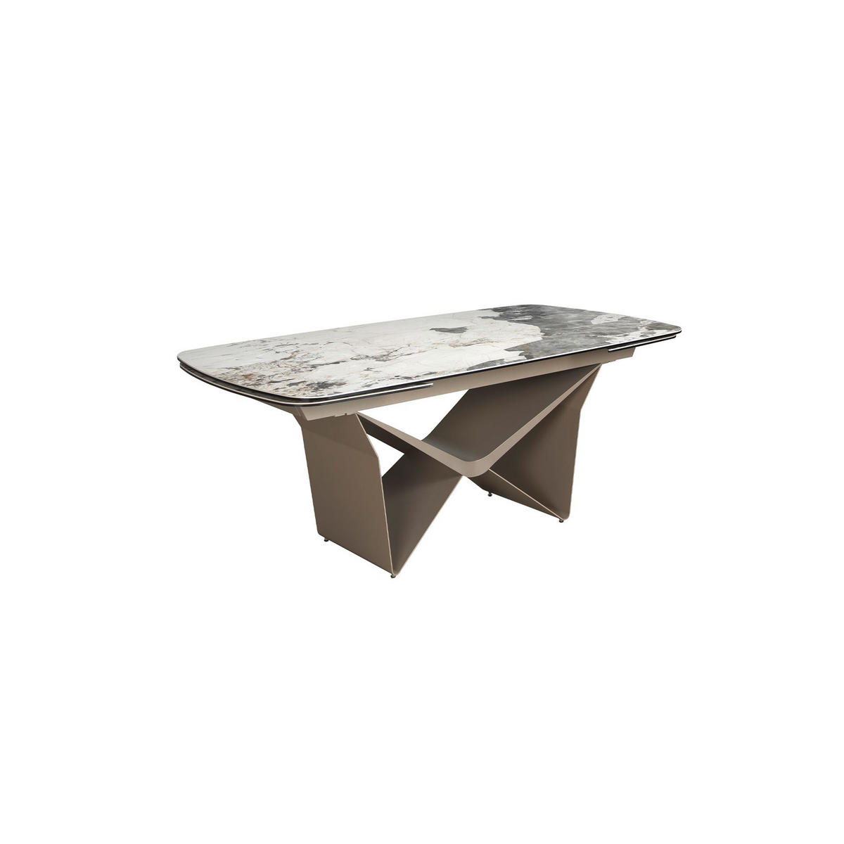ESSTISCH oval Weiß Taupe 200/100/76 cm - Weiß, Stein/Metall (100/200/76cm) - ANGEL CERDA