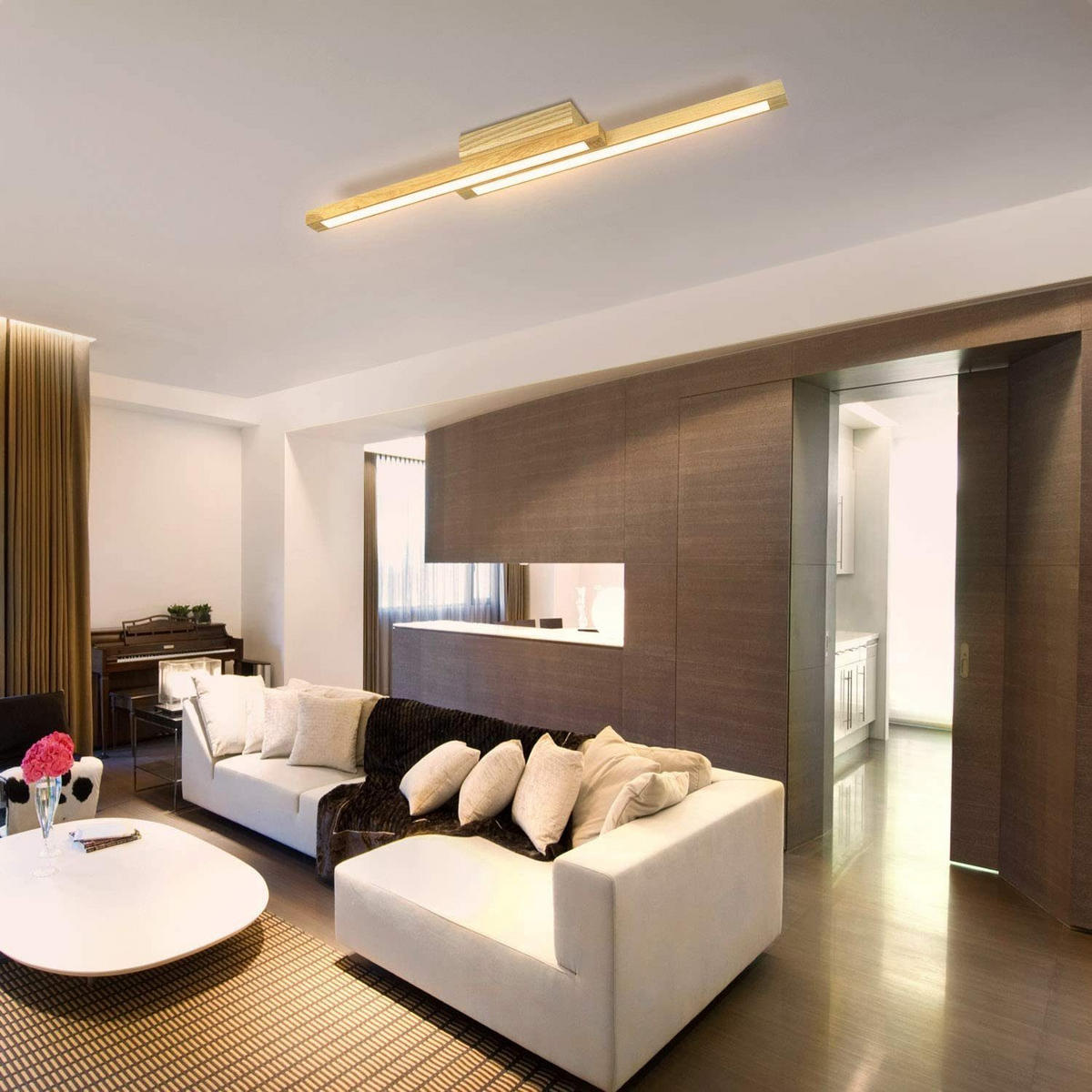 LED-DECKENLEUCHTE Thor 90/11/8cm - Zwetschgeholzfarben, Holz (90/11/8cm) - ZMH