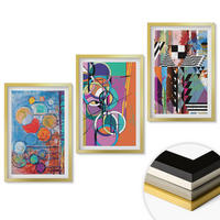 WANDBILDER 3er Set - 40x60 cm Goldrahmen - Bunte abstrakte Kreise Geometrie - Goldfarben, Kunststoff (40/60cm) - ArtPrintCave