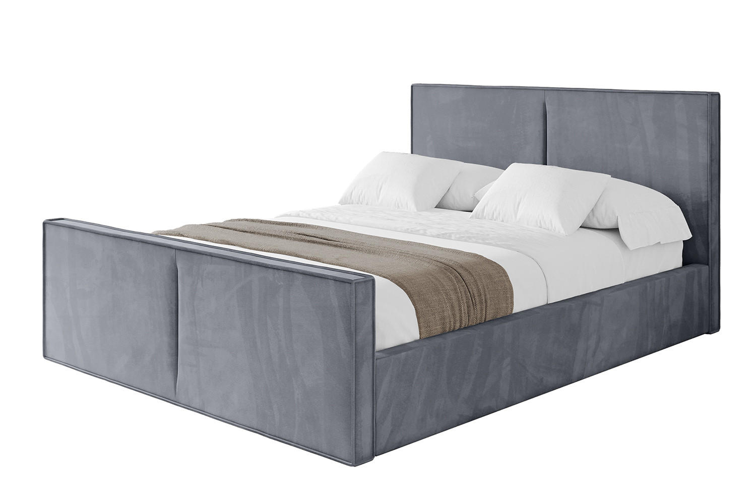 POLSTERBETT mit Bettkasten, Fußteil und Lattenrost, Boxbett mit Matratze H3/H4 - VANTO-Z 160x200 Grau - Grau, Holzwerkstoff/Textil (160/200cm) - ALTDECOR