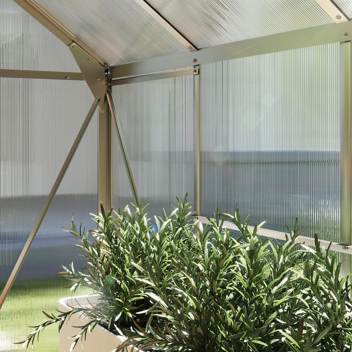 GEWÄCHSHAUS Aluminiumlegierung Polycarbonat Silber - Silberfarben, Metall (252/201/190cm) - Outsunny
