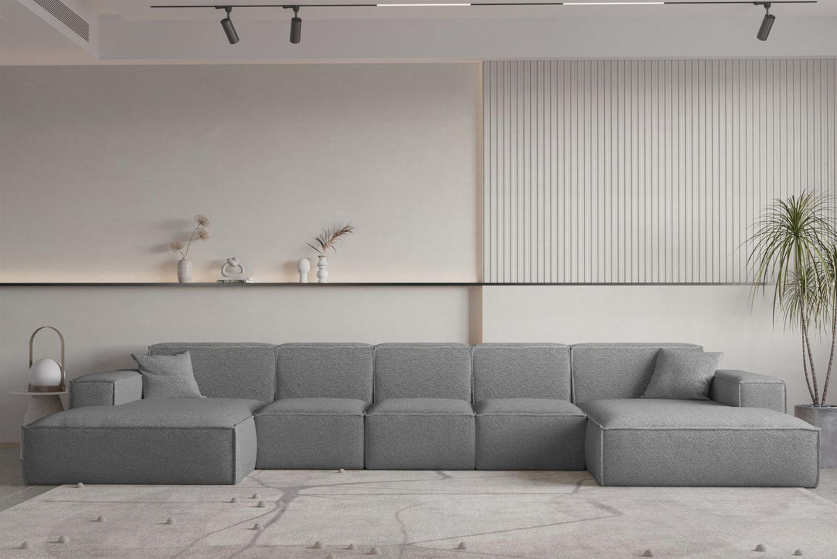 WOHNLANDSCHAFT Celes Premium Xl Bukla - Grau, Holzwerkstoff/Textil (462/73/165cm) - Fun Möbel