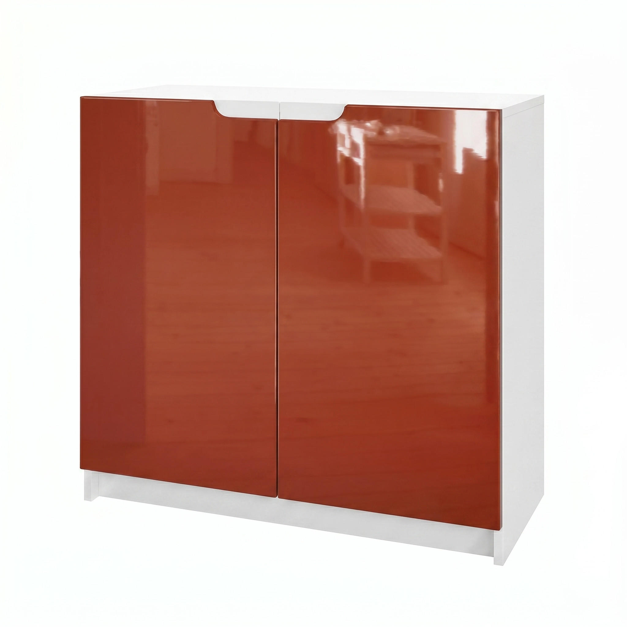 KOMODA Logan Bijela mat/Bordo visoki sjaj (82 x 78 x 37 cm) - bordo, drvni materijal (82/78/37cm) - Vladon