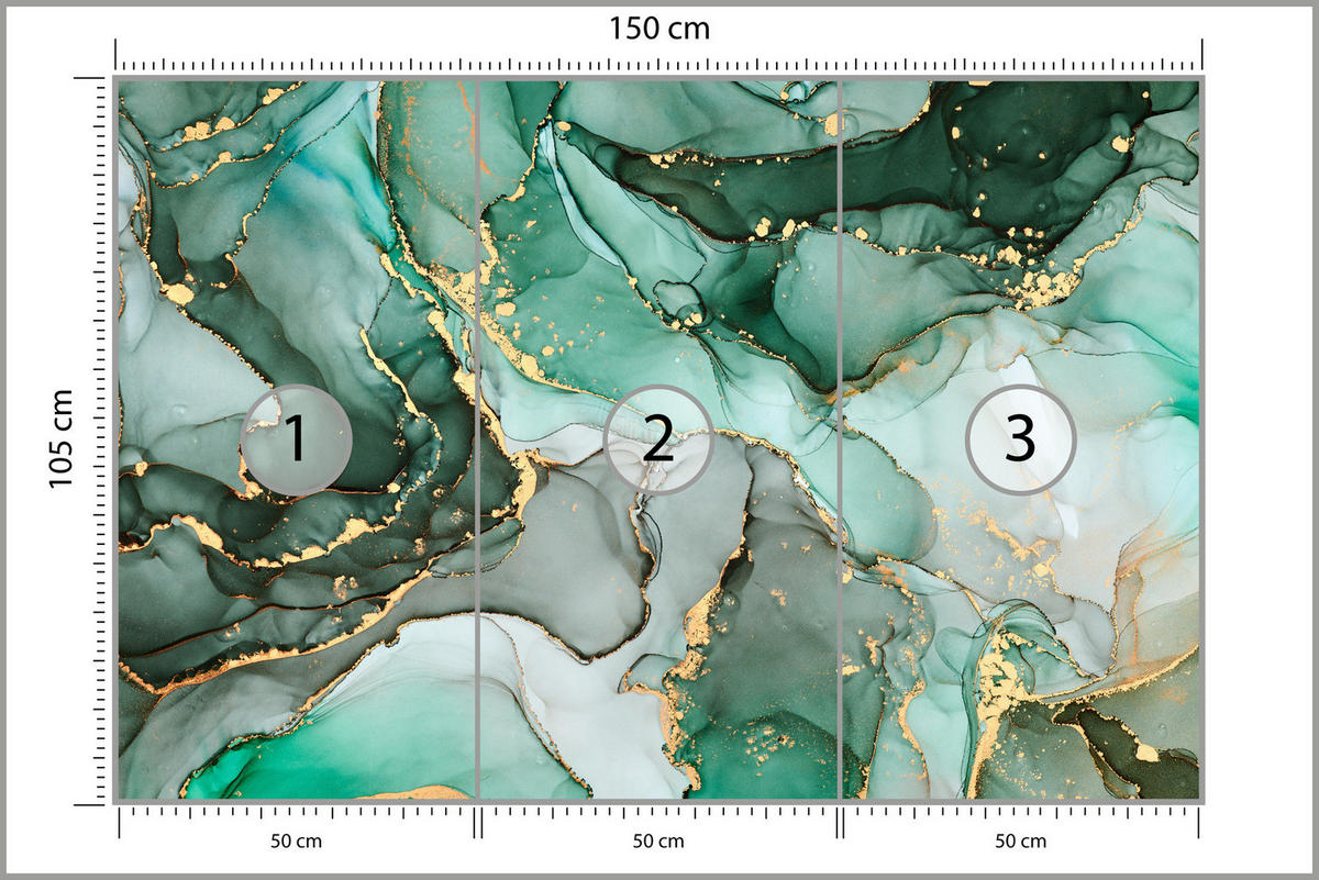 FOTOTAPETE Grüne Abstraktion 150x105 - Gelb/Beige, Papier (150/105cm) - Muralo