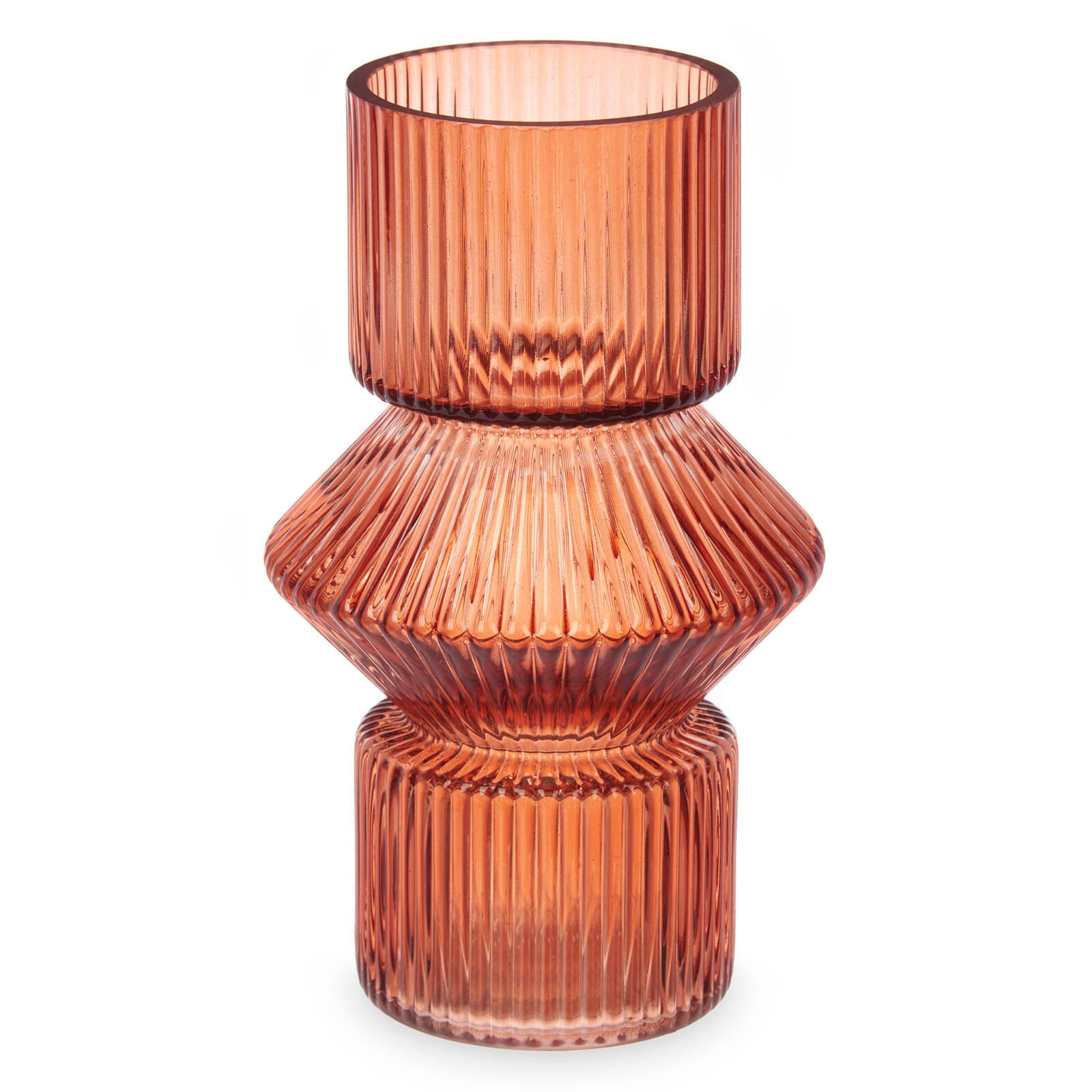 VASE Geriffeltes Glas 9,5/16,5 cm - Orange, Glas (9.5/16.5cm) - Giftdecor
