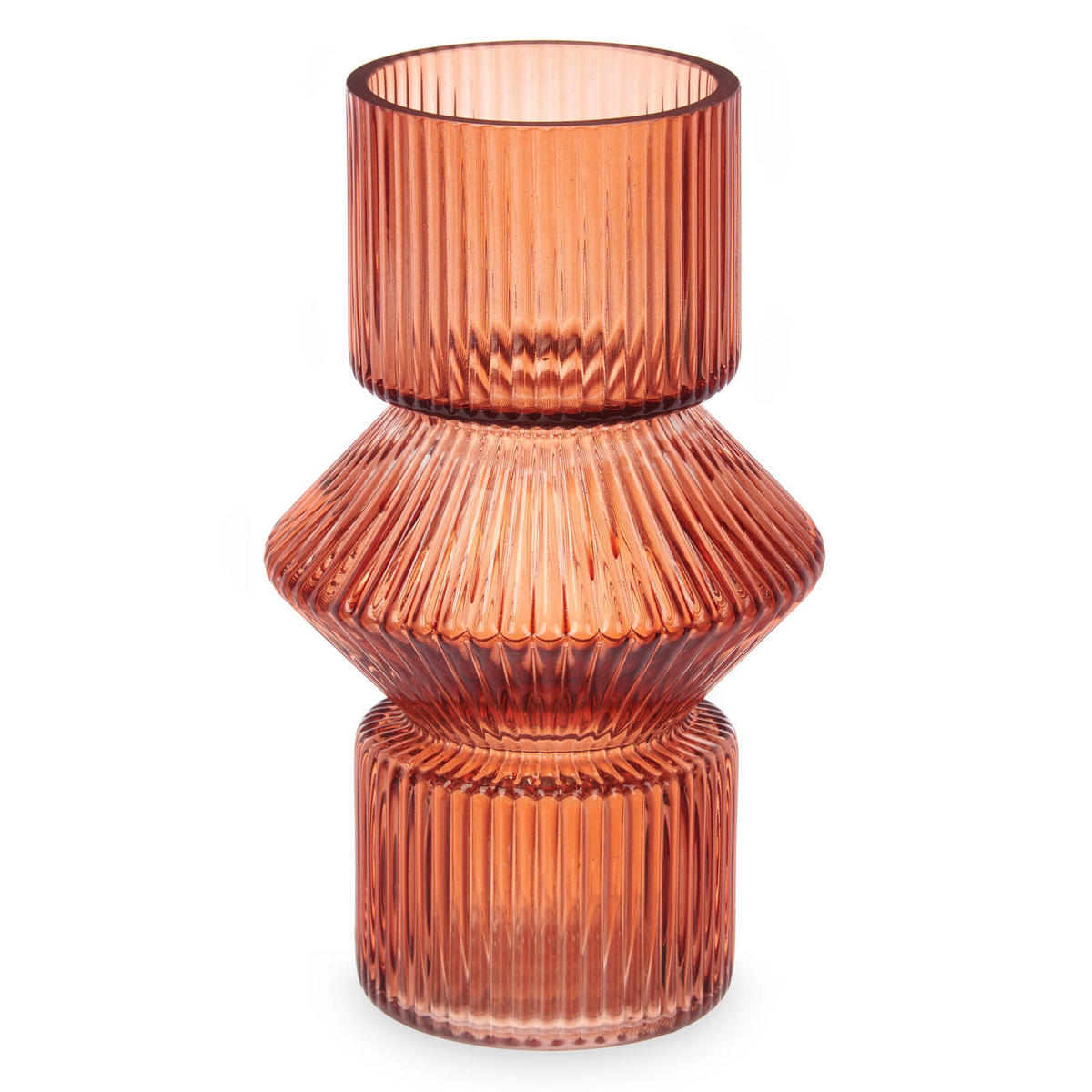 VASE Geriffeltes Glas 9,5/16,5 cm - Orange, Glas (9.5/16.5cm) - Giftdecor