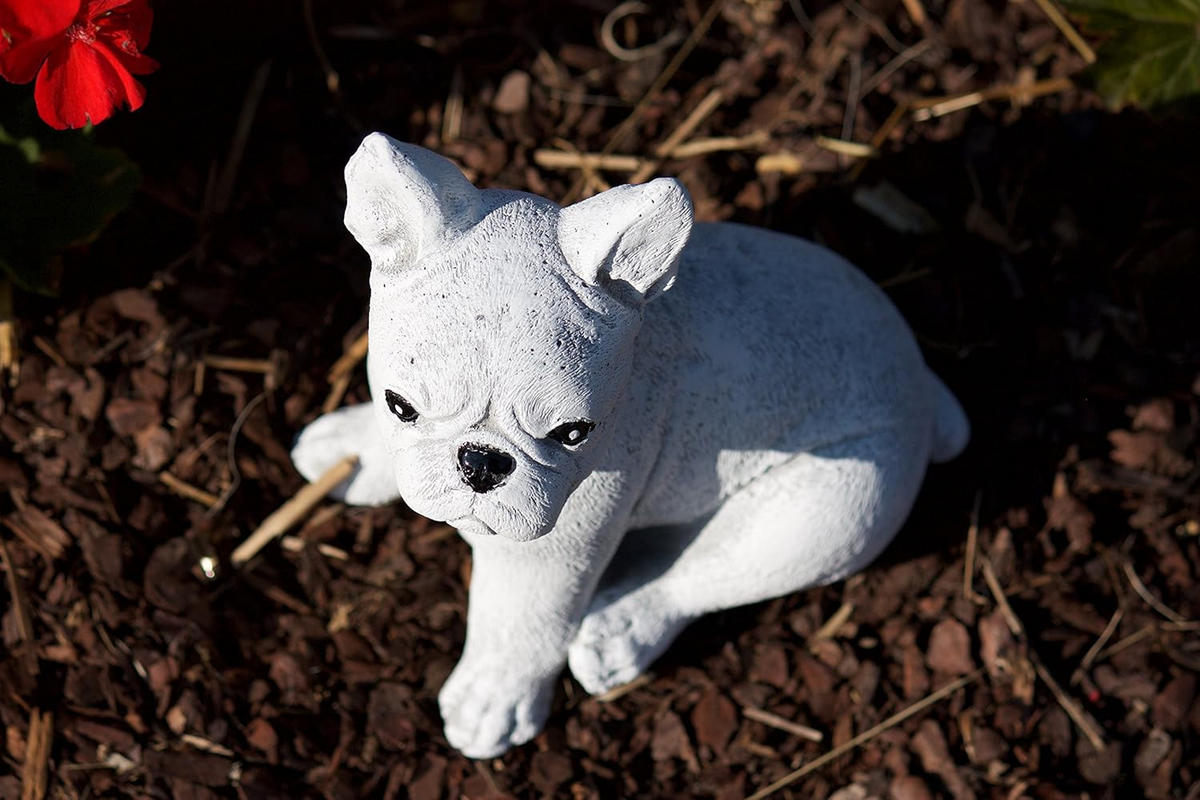 STEINFIGUR französische Bulldogge Dogge, frostfest - Grau, Stein (12/19/15cm) - stoneandstyle
