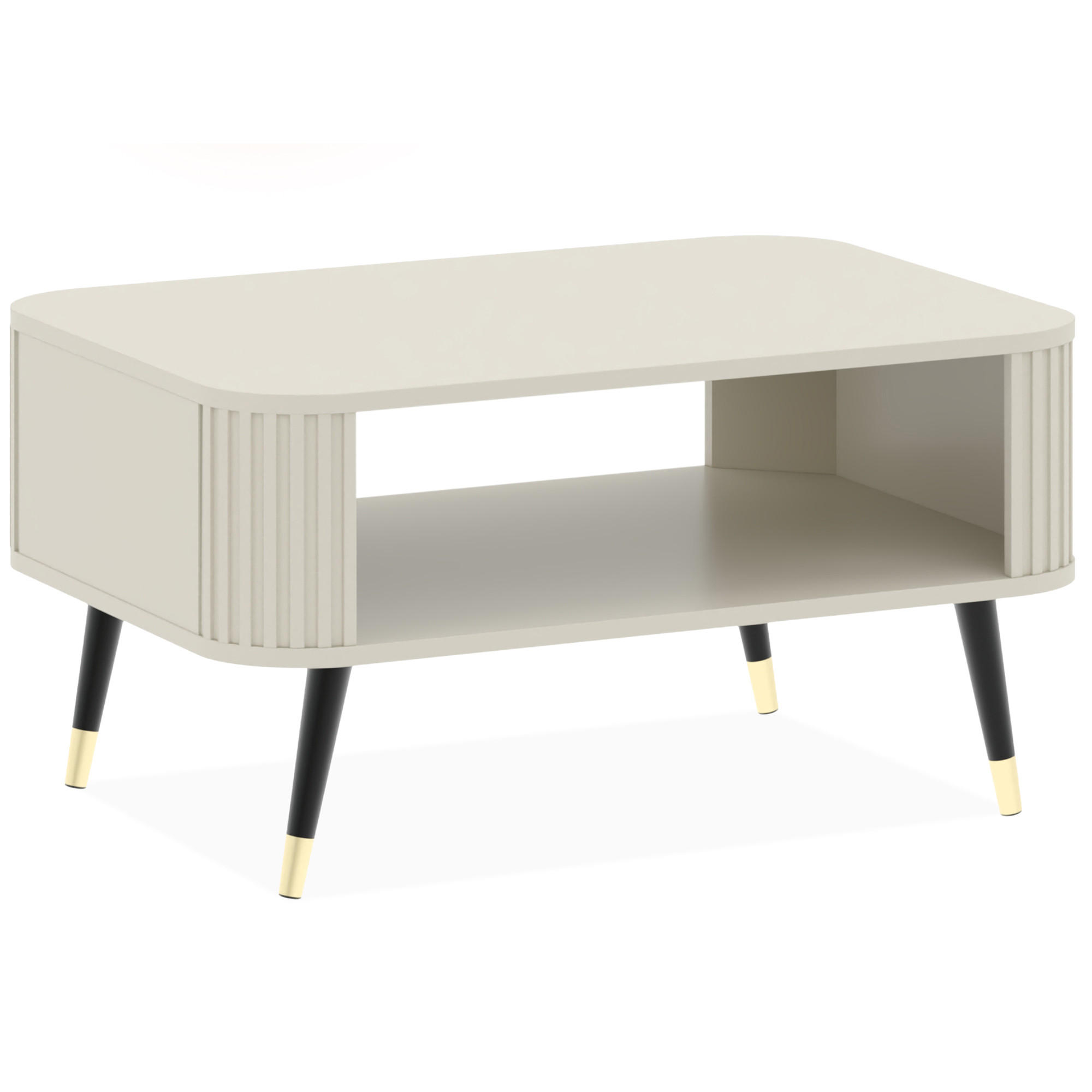 COUCHTISCH PURA, Cremefarbig - Creme/Schwarz, Holzwerkstoff/Metall (60/80/52cm) - KONSIMO®
