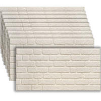 3D-WANDPANEELE , 100 x 50 x 2 cm, 5 m² Abdeckungsfläche, flexibel zuschneidbar, Backstein weiß - Weiß, Kunststoff (50/2/100cm) - tectake