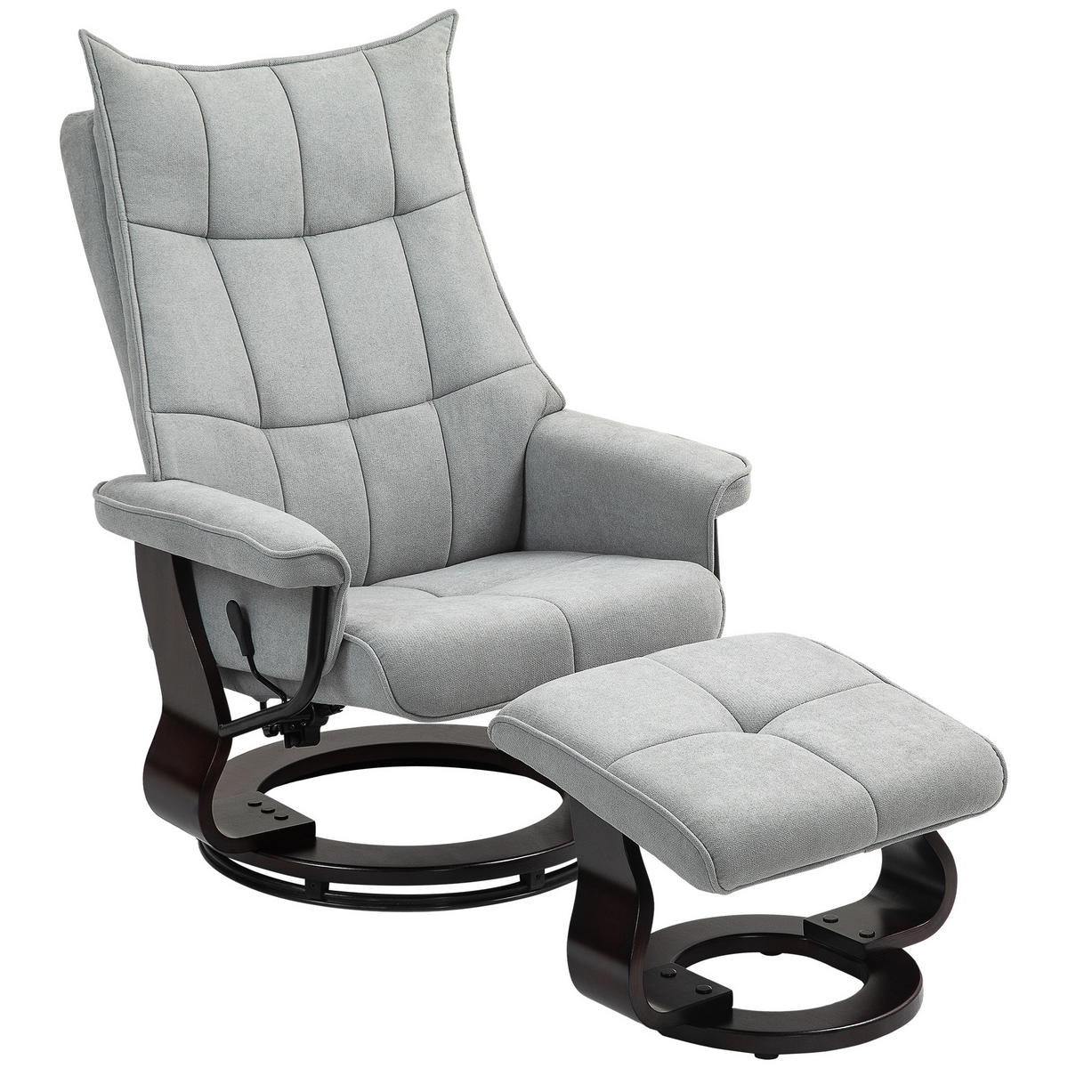 RELAXSESSEL DE-07539 drehbar, Samtoptik, verstellbare Rückenlehne Grau - Grau, Textil (87/113/81cm) - ComfortXL