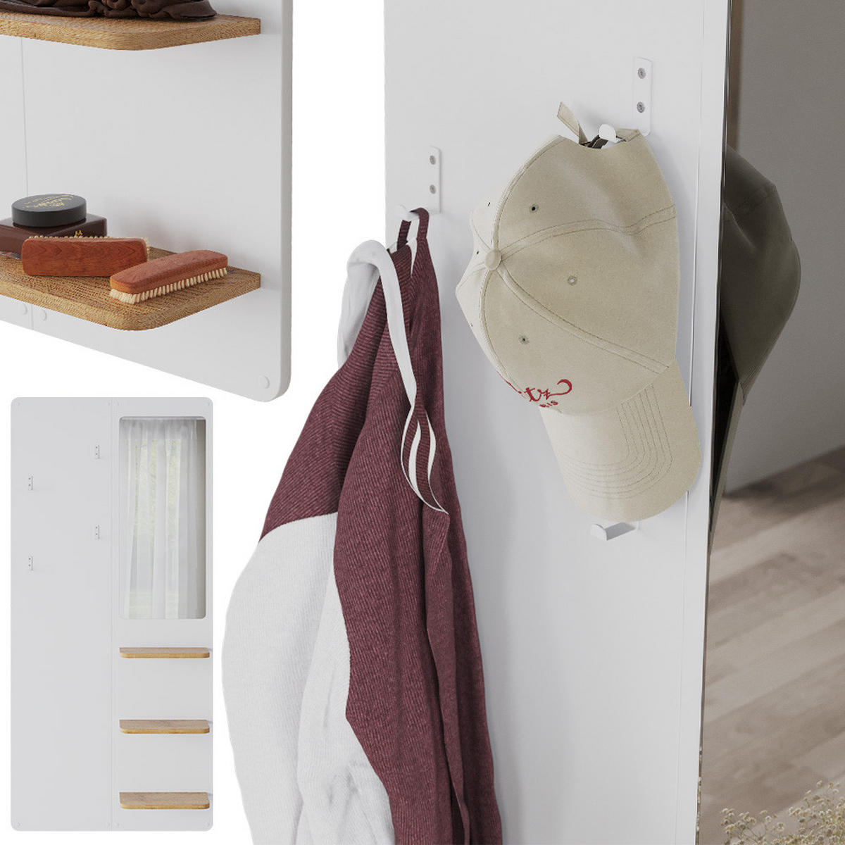 NÁSTĚNNÝ VĚŠÁK Jochen Bílá/dub - bílá/barva dubu, kompozitní dřevo (70/150/15cm) - Vicco