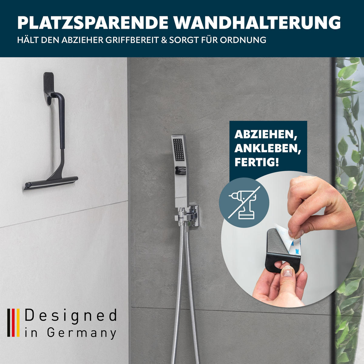 DUSCHABZIEHER, schwarz, Edelstahl - Schwarz, Metall (24/22/2cm) - bremermann