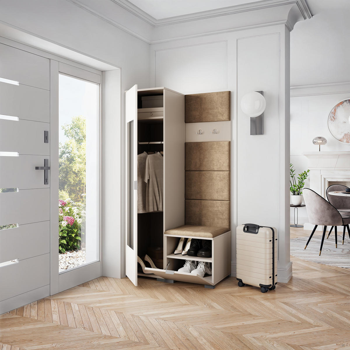 GARDEROBENSCHRANK VIRA 95/181/51 cm Modern Garderobe-Set Kaschmir - Kaschmir/Beige, Holzwerkstoff (95/181/51cm) - MASSENO