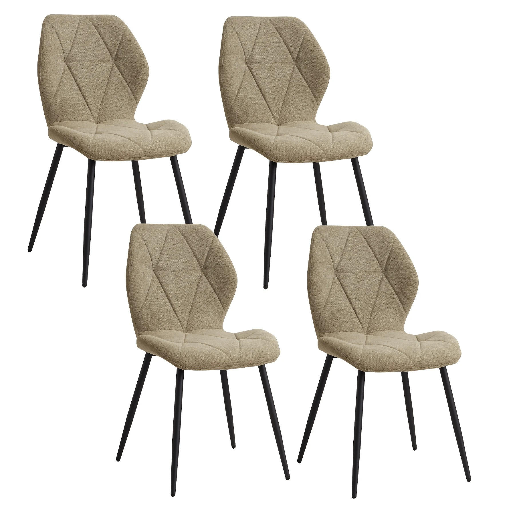 ESSZIMMERSTUHL Leinenstoff Gepolstert Metallbeine Grün 4-teilig - Grün, Textil (48/84/41cm)