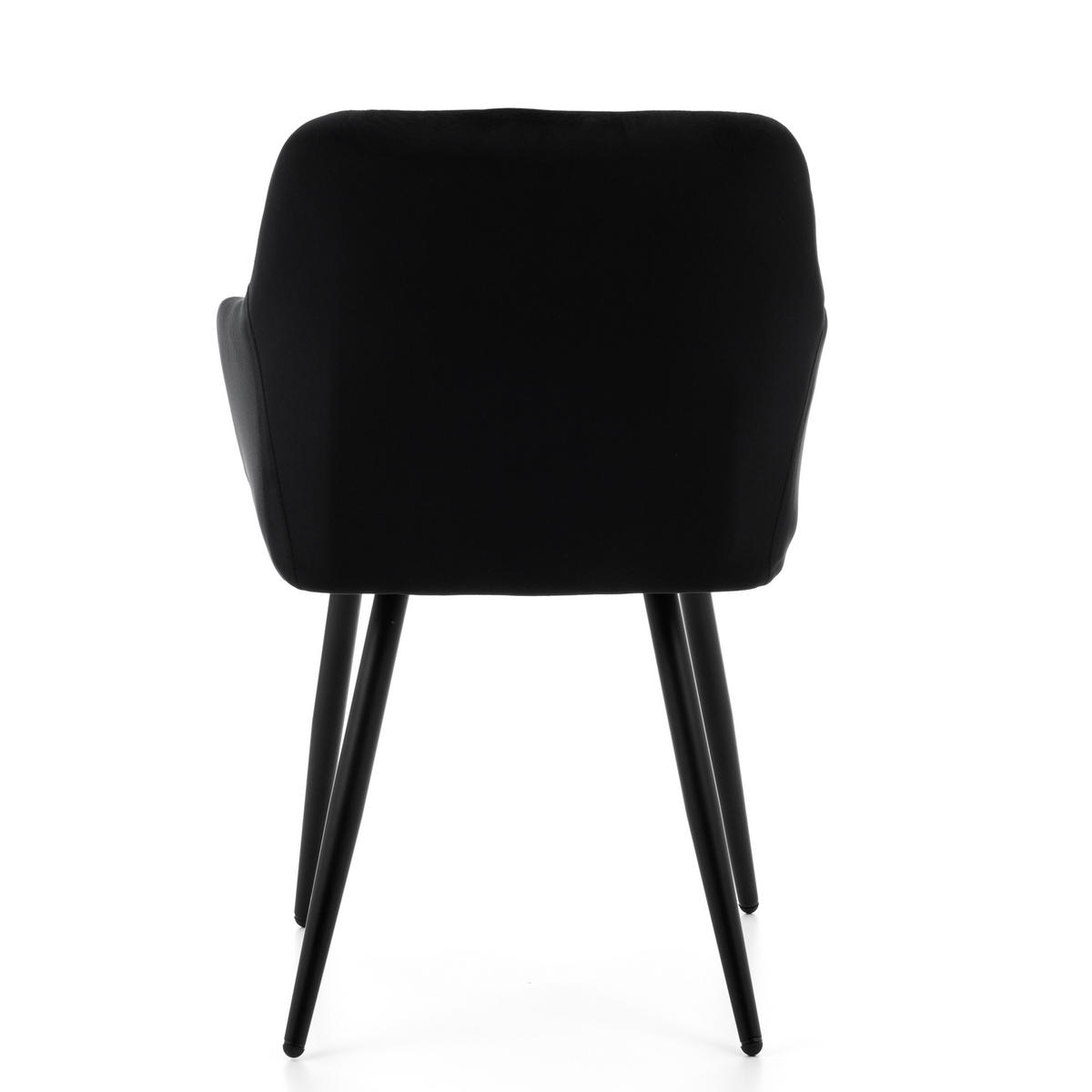 STUHL TODI gepolstert mit Steppung - schwarz - Samt Velours - Schwarz, Textil/Metall (56/85/62cm) - NEW HOME